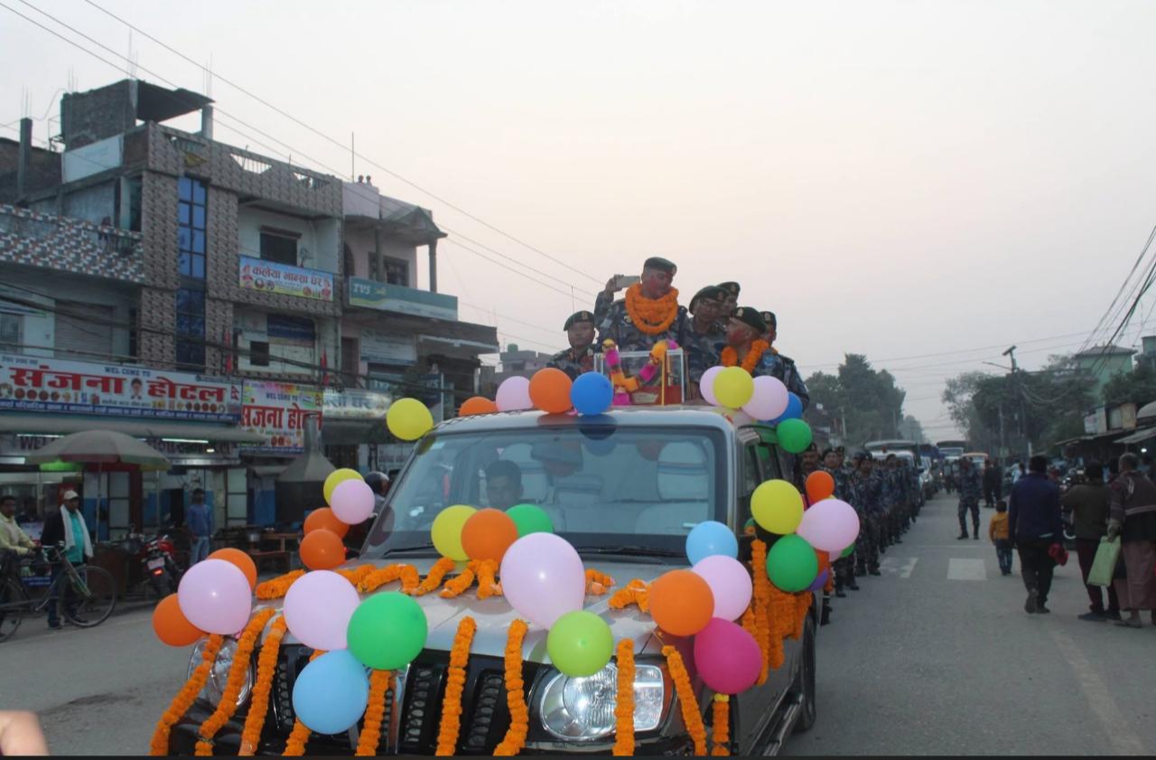 उत्कृष्ट युनिट ट्रफी प्राप्त गरेपछि सशस्त्र प्रहरी नं. १२ गण बाराको कलैयामा भव्य र्‍याली