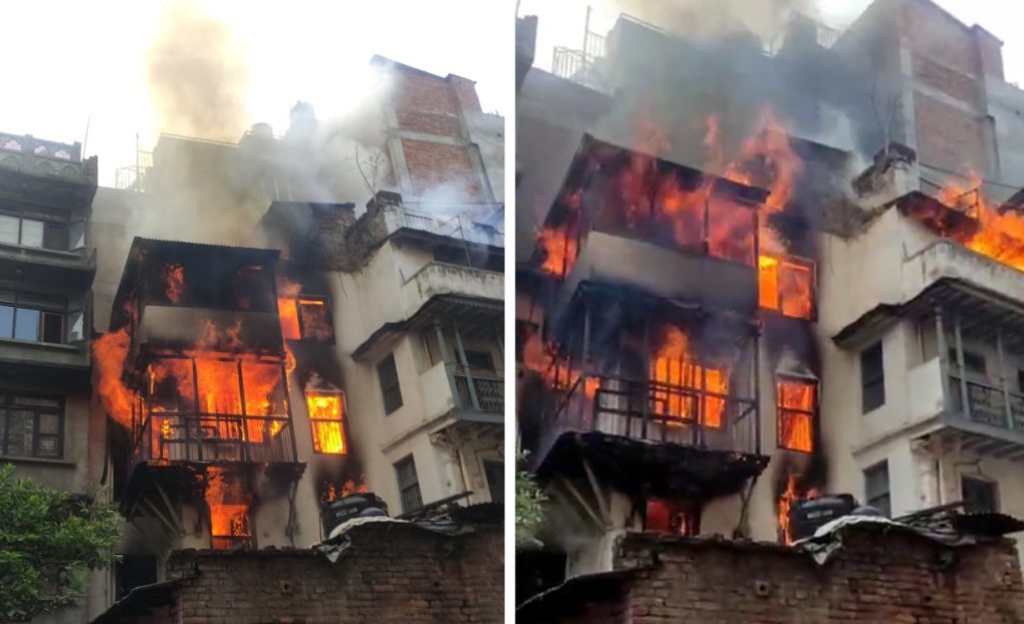 काठमाडौंको मखन टोलमा भीषण आगलागी,एक महिलाको मृत्यु