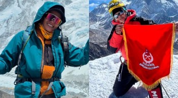 सशस्त्र प्रहरीका दुई महिला कर्मचारीले गरे सगरमाथामा सुरक्षित आरोहण