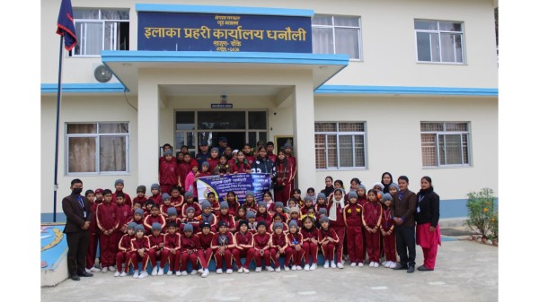 धनौली इलाका प्रहरी कार्यालयमा विद्यार्थीको अवलोकन भ्रमण, सुरक्षा सचेतना प्रदान