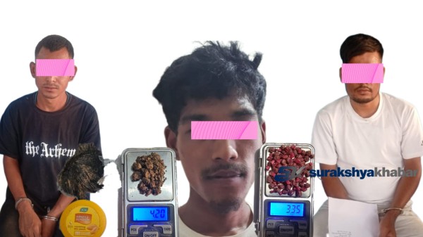 लागुऔषध नियन्त्रण ब्यूरोको कारबाही: बाँकेबाट ठुलो परिमाणमा खैरो हेरोइनसहित ३ जना पक्राउ