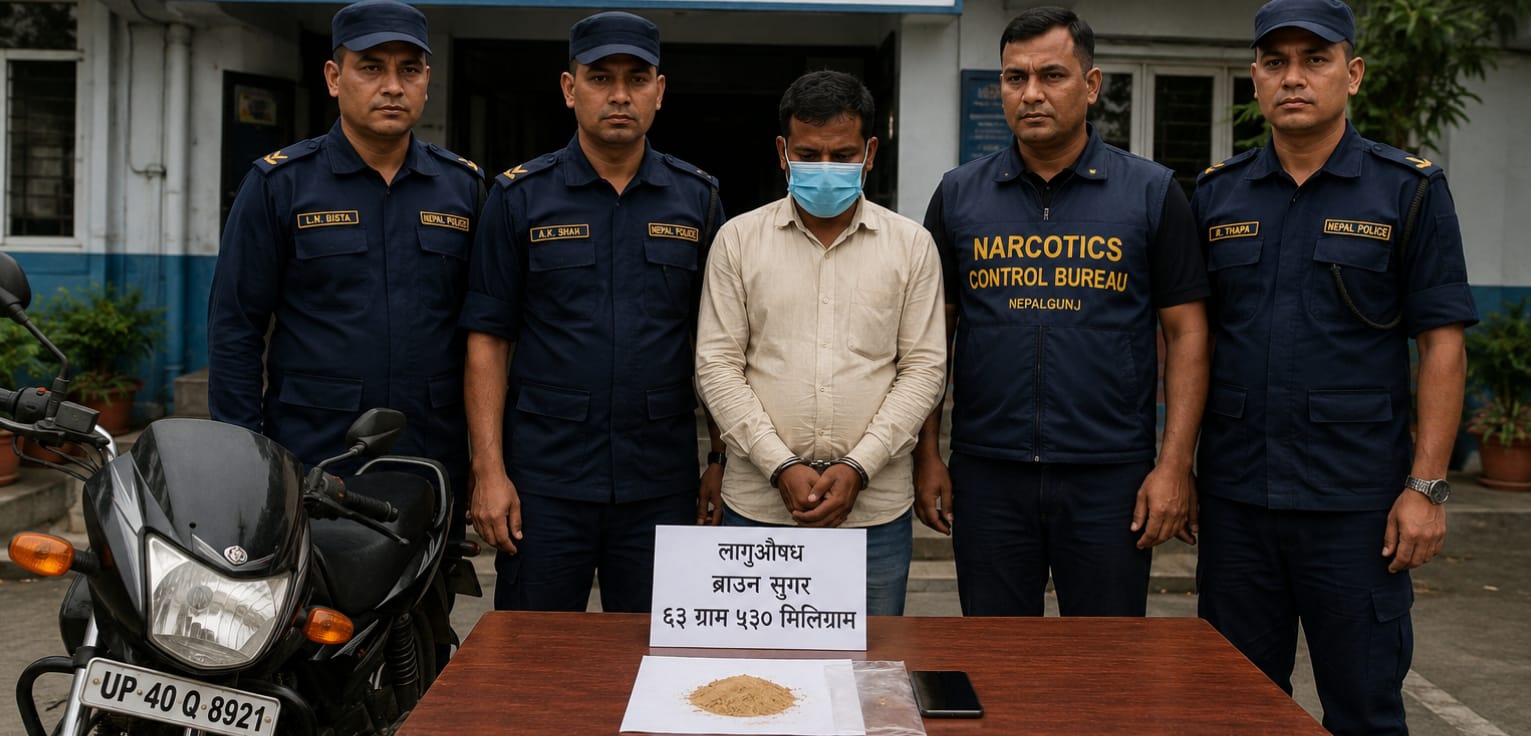 बाँकेको थुकैला गाउँबाट ६३ ग्राम बढी ब्राउन सुगरसहित भारतीय नागरिक पक्राउ