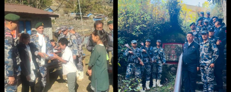 सशस्त्रद्वारा विद्यार्थीलाई कपडा वितरणसँगै चिनियाँ समकक्षीका साथ संयुक्त सीमा अनुगमन