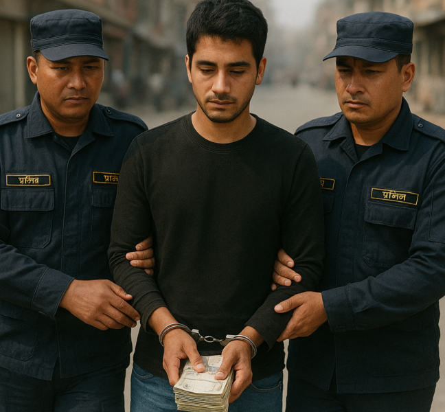 श्रोत नखुलेको १८ लाखसहित १९ वर्षीय युवक पक्राउ