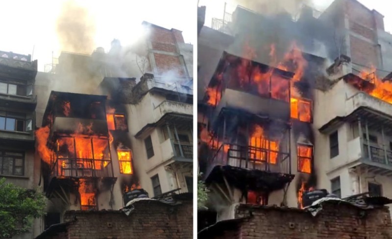 काठमाडौंको मखन टोलमा भीषण आगलागी,एक महिलाको मृत्यु