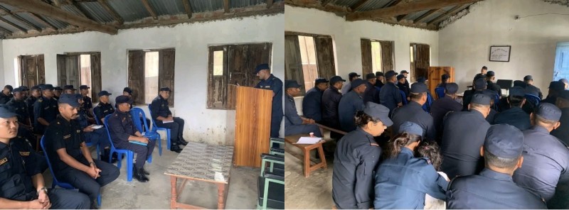 बाँकेको नरैनापुरमा प्रहरी कर्मचारीलाई सवारी दुर्घटना न्यूनीकरणसम्बन्धी अनुशिक्षण