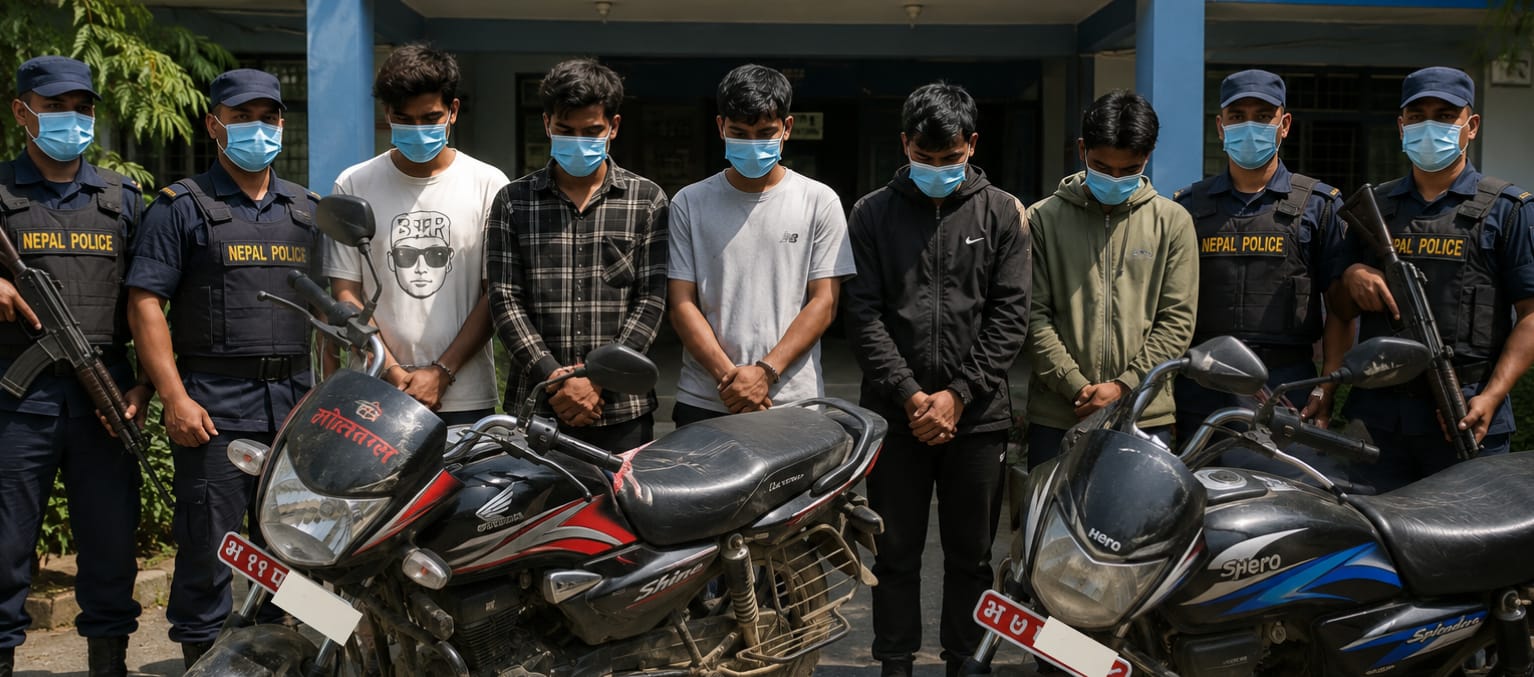 नेपालगञ्जमा मोटरसाइकल चोरको संगठित गिरोह पक्राउ, नम्बर प्लेट फेरेर बेच्ने धन्दा पर्दाफास